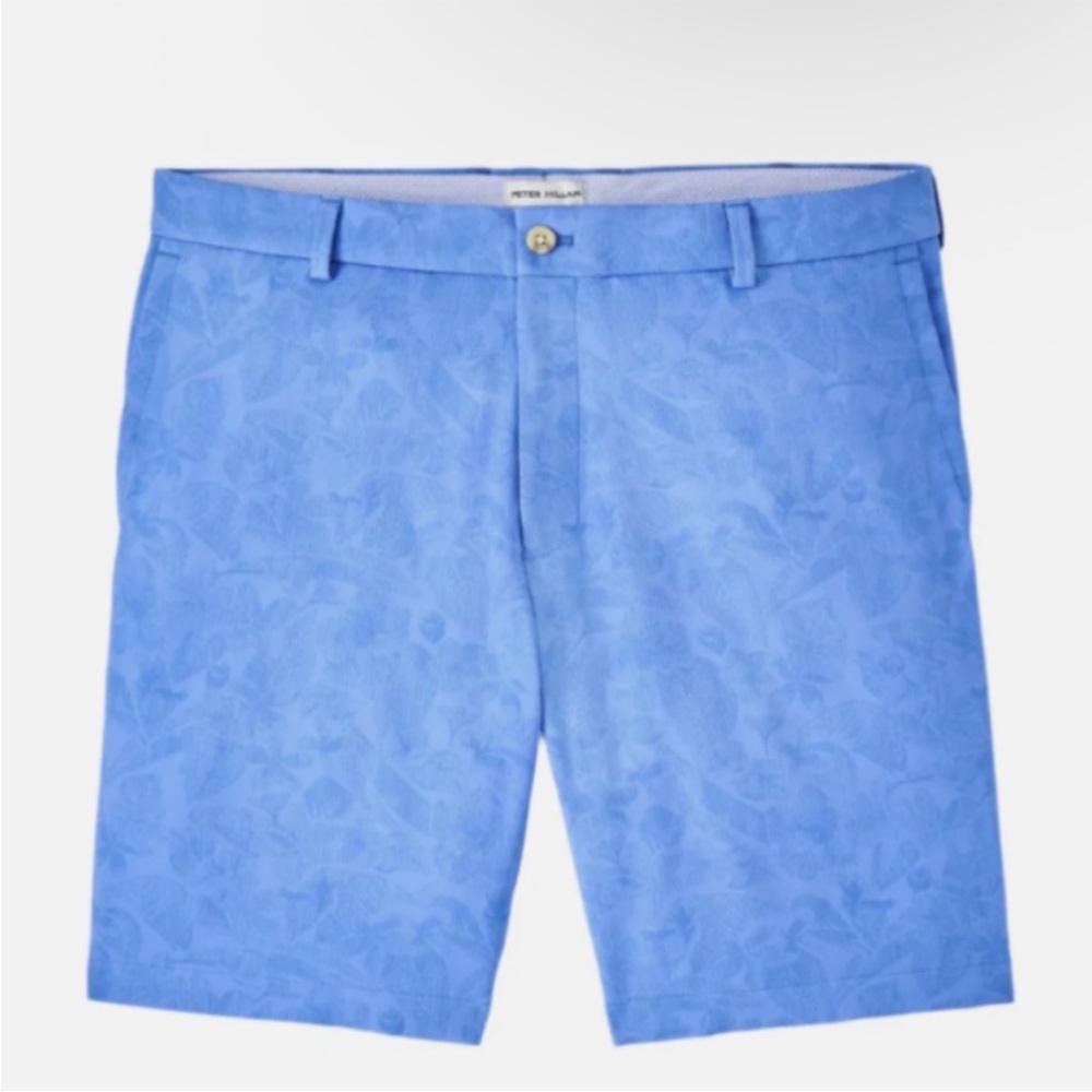 Peter Millar Floral Blue Salem Shadow Flat Front Shorts Size 36 NWT
